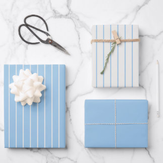 Baby Blue Pinstripe - Classic Minimalism Wrapping Paper Sheets