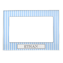 Baby blue pinstripe magnetic photo frame