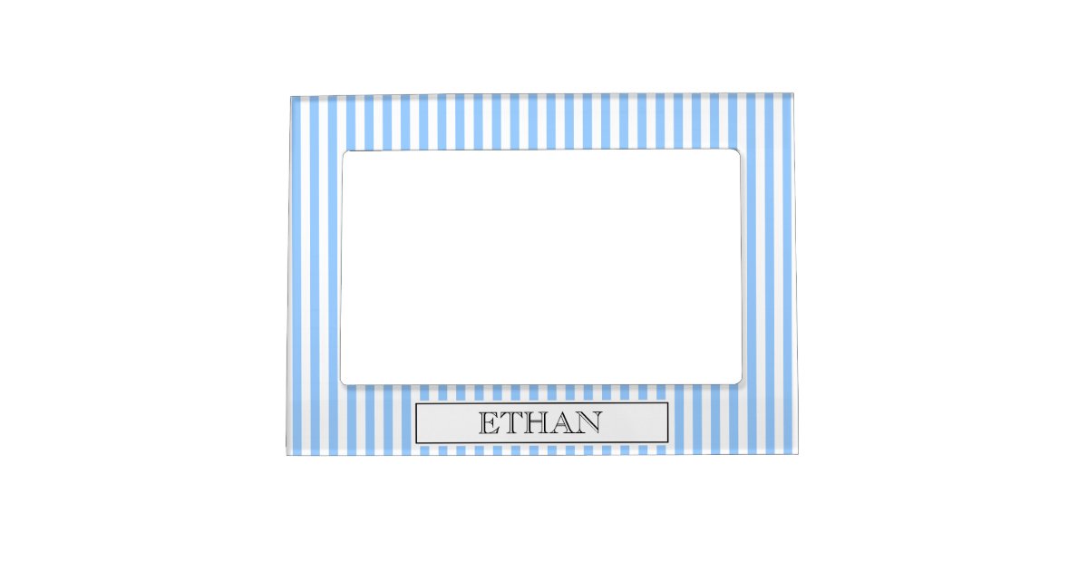 Baby blue pinstripe magnetic photo frame
