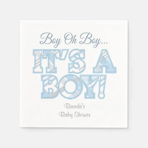 Baby Blue Plaid Baby Shower Napkins