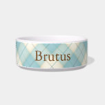 Baby Blue Plaid Tartan Personalized Cat or Dog Bowl<br><div class="desc">This chic blue plaid dish is the perfect way show off the place your pet has in your home and heart.   Great for single pet or multiple pet homes,  this item is a great gift for pet owners and comes in pink or blue options.</div>