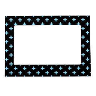 Baby blue polka crosses on black magnetic frame