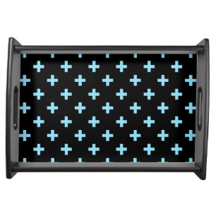 Baby blue polka crosses on black serving tray
