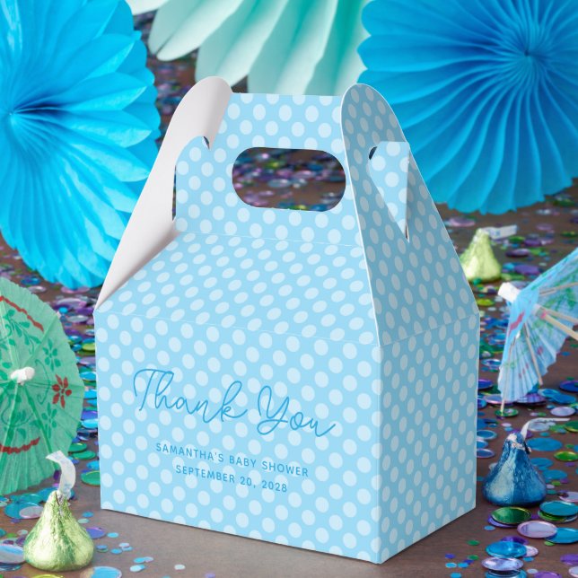 Baby Blue Polka Dot Baby Shower Thank You Favor Boxes (Party)