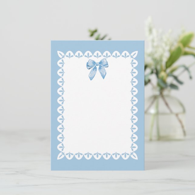 Baby Blue Polka Dot Bow & Classic and Charming Note Card (Standing Front)