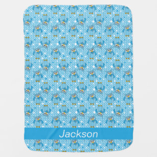 Baby Blue Polka Dot Owl Pattern Design Baby Blanket
