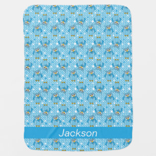 Baby Blue Polka Dot Owl Pattern Design Blanket