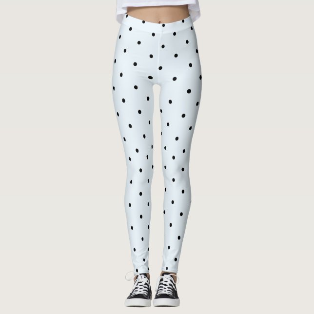 Baby Blue Polka Dot Pattern Leggings (Front)