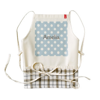 Baby blue, polka dot, white, customizable,cute,fun zazzle HEART apron