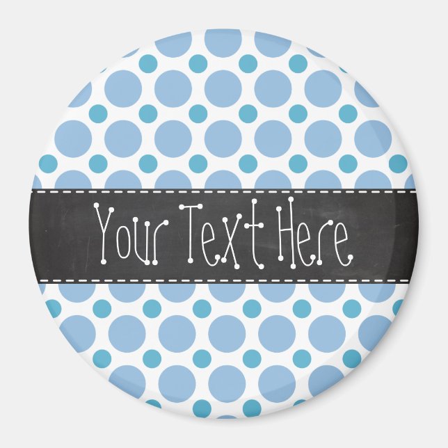 Baby Blue Polka Dots; Vintage Chalkboard Magnet (Front)