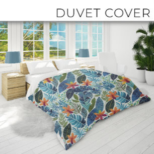 Baby blue pretty painted tropical duvet cover