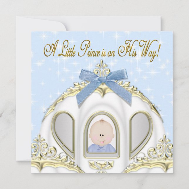 Baby Blue Prince Baby Boy Shower Invitation (Front)