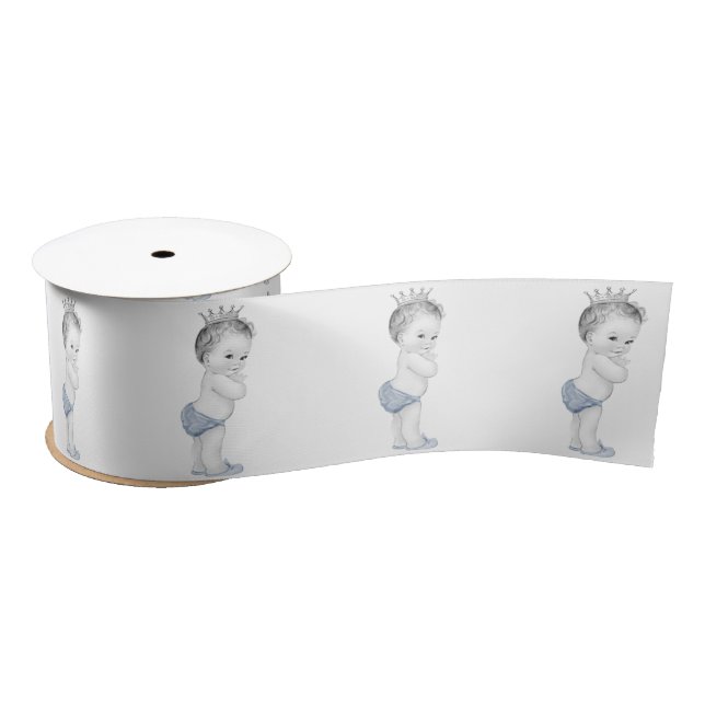 Baby Blue Prince Baby Boy Shower Satin Ribbon (Spool)