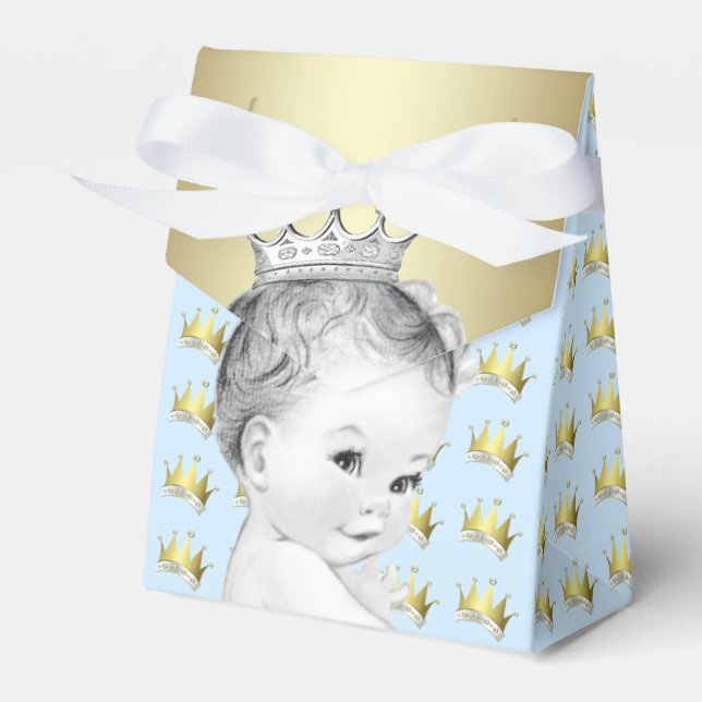 Baby Blue Prince Baby Shower Favor Boxes (Front Side)
