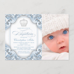 Crown Baptism Christening Invitations Zazzle