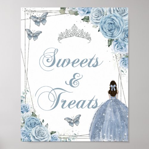 Baby Blue Princess Butterflies Silver Sweet Treats Poster