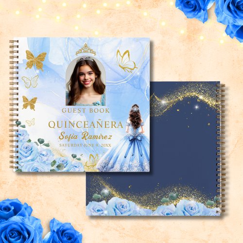 Baby Blue Princess Photo Quinceaera Guest Book