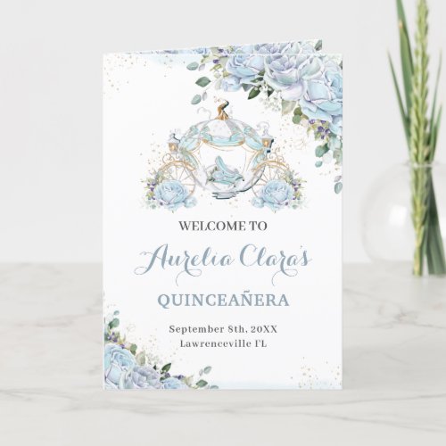 Baby Blue Princess Quinceaera Order of Event Program