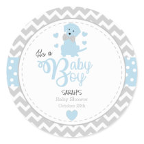 Baby Blue Puppy Baby Shower Stickers