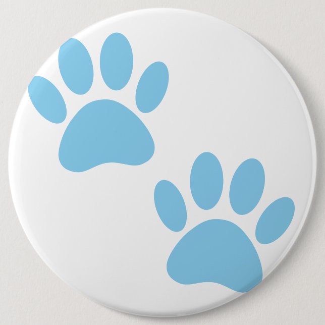 Baby Blue Puppy Paw Prints Button (Front)