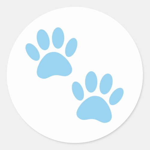 Baby Blue Puppy Paw Prints Classic Round Sticker