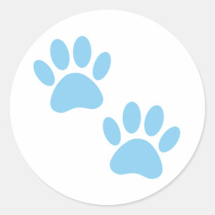 Baby Blue Puppy Paw Prints Classic Round Sticker