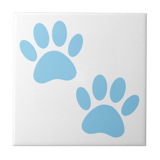 Baby Blue Puppy Paw Prints Tile (Front)