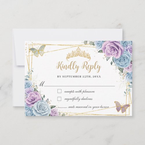 Baby Blue Purple Lilac Floral Quinceañera Sweet 16
