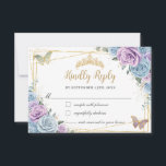 Baby Blue Purple Lilac Floral Quinceañera Sweet 16 RSVP Card<br><div class="desc">Personalize these chic rsvp cards with your details easily and quickly,  simply press the customise it button to further re-arrange and format the style and placement of the text. Perfect for quinceanera,  sweet 16,  18th birthday,  bridal shower and more occasions!  (c) The Happy Cat Studio</div>