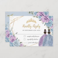 Baby Blue Purple Lilac Floral Twins Quinceañera