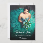 Baby Blue Quinceanera Add Photo Personalized Thank You Card (Front)