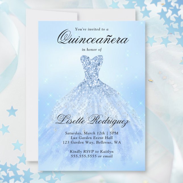 Baby Blue Quinceanera Invitation