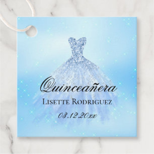 Baby Blue Quinceanera Personalized Favor Tags
