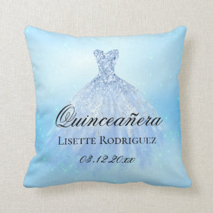 Baby Blue Quinceanera Personalized Throw Pillow