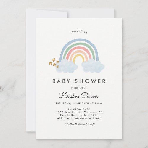 Baby Blue Rainbow Baby Shower Invitation Cards