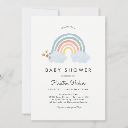 Baby Blue Rainbow Baby Shower Invitation Cards | Zazzle