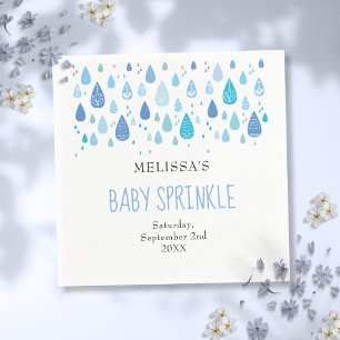 Baby Blue Raindrops Baby Boy Sprinkle Shower Napkins