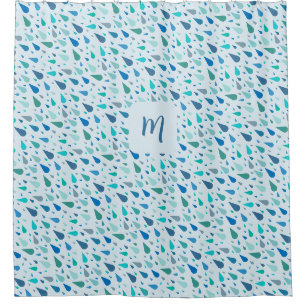 Baby blue raindrops monogram shower curtain