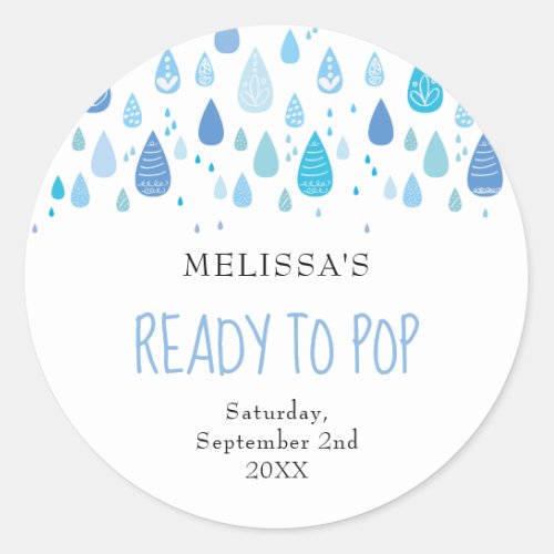 Baby blue raindrops Ready to Pop Classic Round Sticker