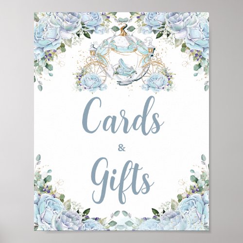 Baby Blue Roses Princess Carriage Cards and Gifts Poster
