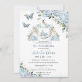 Baby Blue Roses Princess Cinderella Quinceañera Invitation (Front)