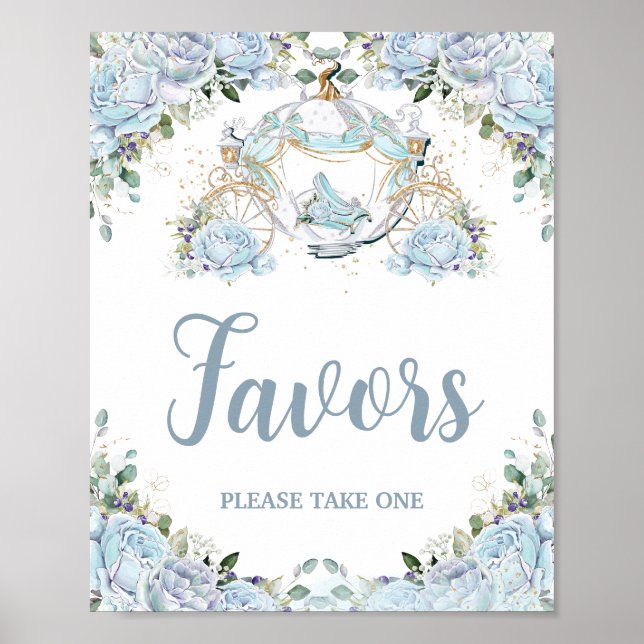 Baby Blue Roses Princess Pumpkin Carriage Favors Poster (Front)