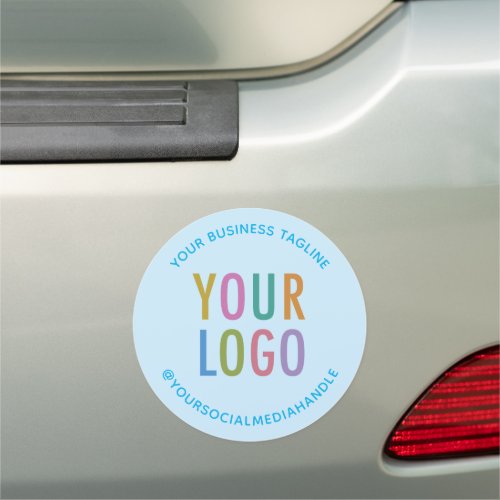 Baby Blue Round Car Bumper Magnet Sign Custom Logo