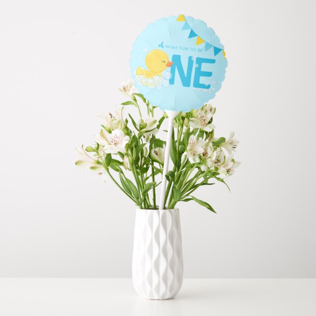 Baby Blue Rubber Duck ONE 1st Birthday Centerpiece Balloon (Vase)