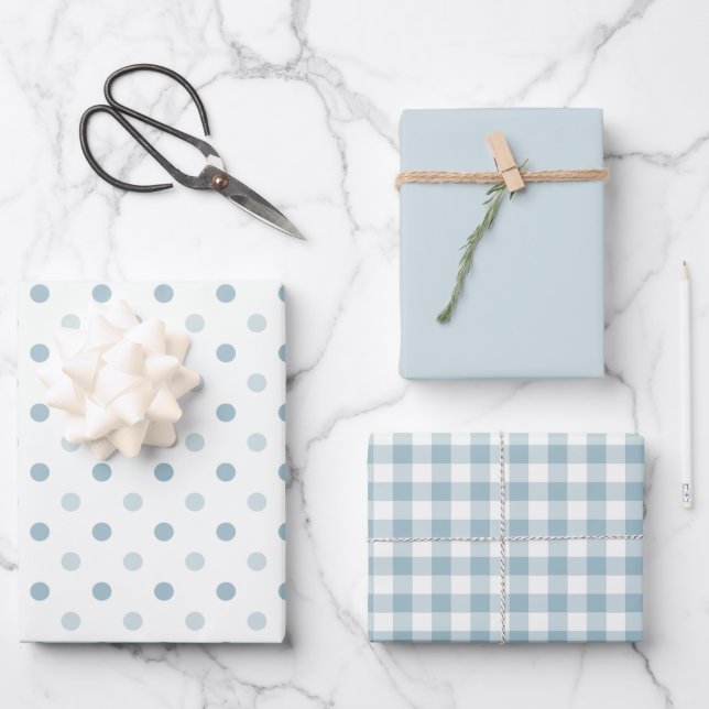 Baby Blue Rustic Romantic & Elegant  Wrapping Paper Sheets (Front)