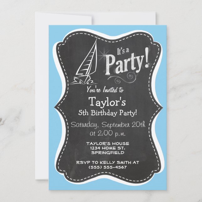 Baby Blue Sailing Invitation (Front)