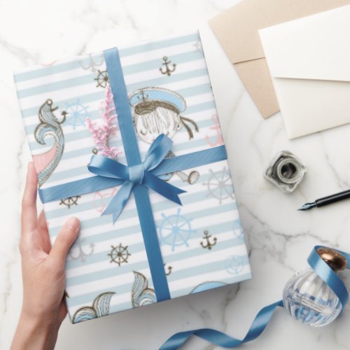 Baby Blue Sailor Wrapping Paper