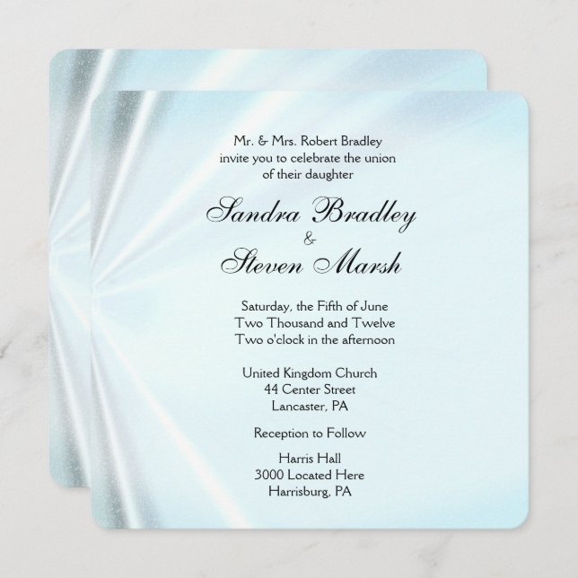 Baby Blue Satin Wedding Invitations (Front/Back)