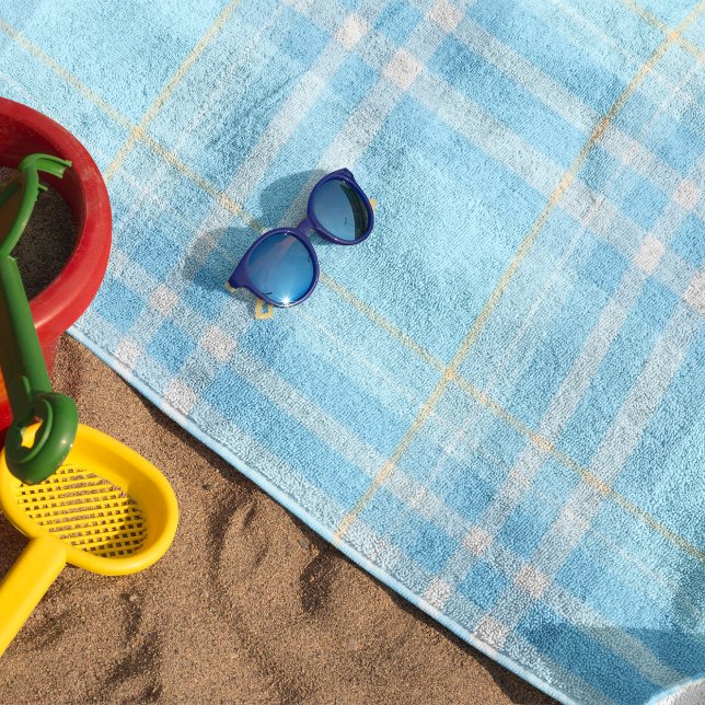 Baby Blue Scottish Plaid Beach Towel (Creator Uploaded)