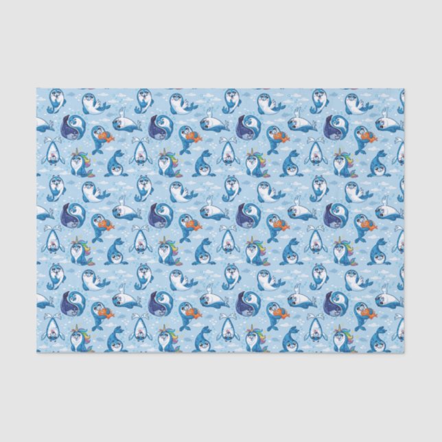 Baby Blue Seals Tissue Paper (Front)